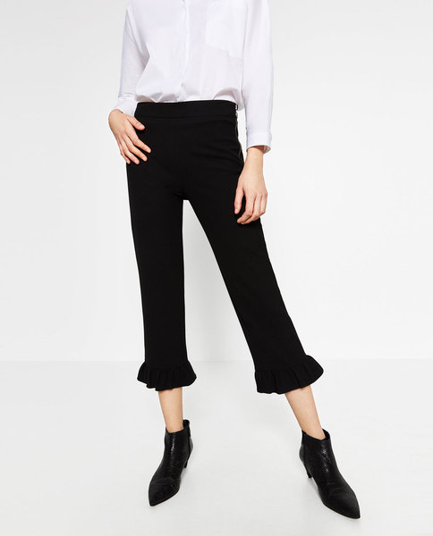 Cropped, frilled trousers