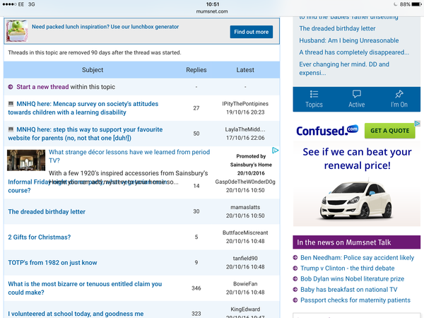 Native ads on Mumsnet Talk topics