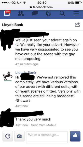 (Posted on behalf of Dh) AIBU to be cross about the Lloyds advert