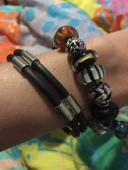 Black leather pandora bracelet