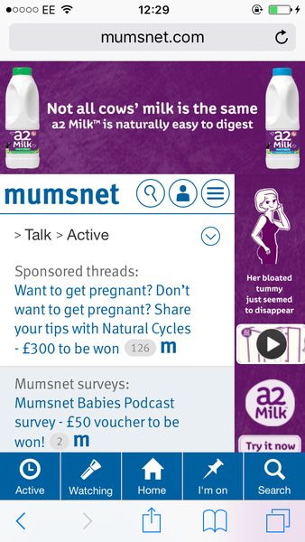 What's with the milk advert that squishes everything to one side?