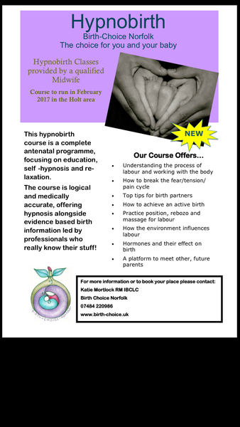 Anti natel Hypno Birthing Class, Holt, North Norfolk,