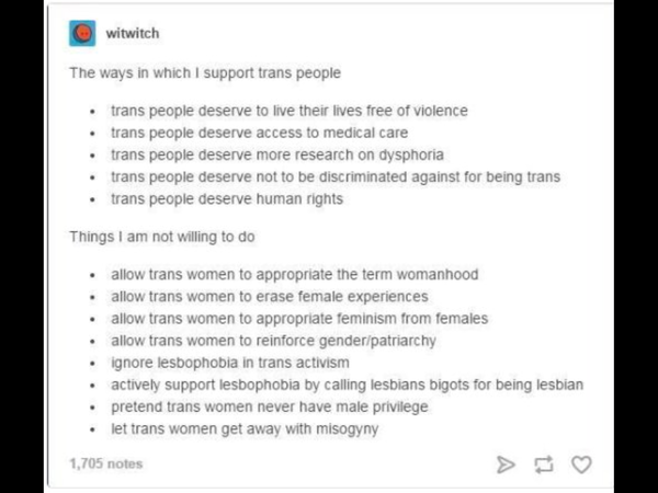 To not really understand why some people are so upset by transwomen using public toilets?