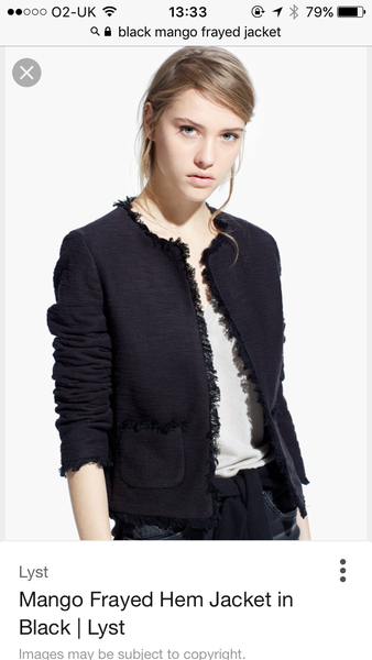 Can anyone find me a jacket like this frayed edge one from Mango?