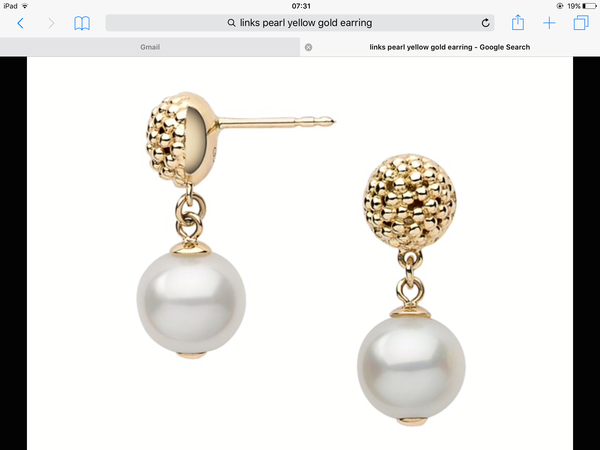 Yellow gold and pearl drop earrings - can anyone find similar to this picture?