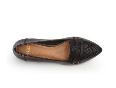 Leather pointed flats in dark grey?