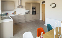 Photos of our sofa, kitchen & dining set, please help re floor colour, too much choice!