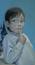 baby oil on canvas portrait