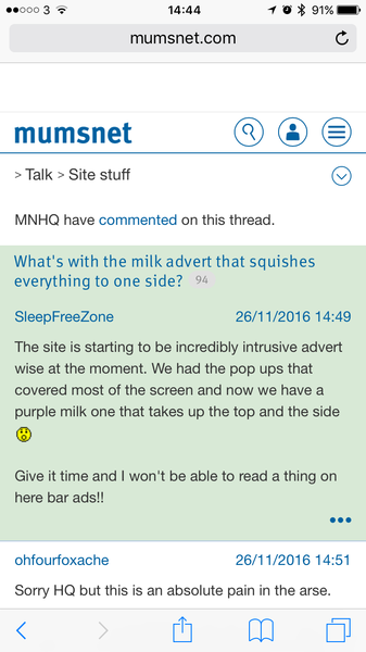 What's with the milk advert that squishes everything to one side?