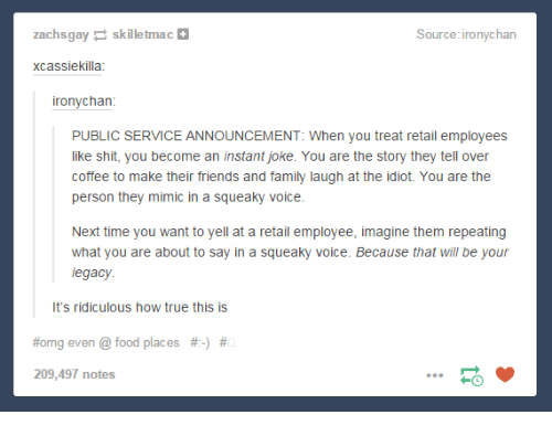 sales assistant sniffs clothing I returned to the store