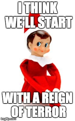DS is terrified of the elf!!!