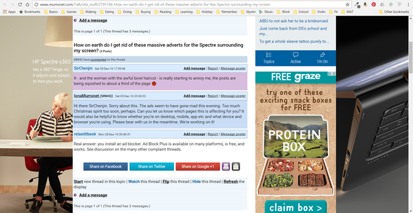 How on earth do I get rid of these massive adverts for the Spectre surrounding my screen?