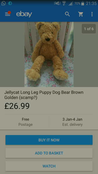 desperate for lost teddy (Jellycat 2008) - can anyone help?
