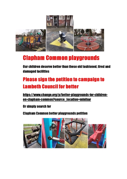 Petition for better playgrounds for children on Clapham Common