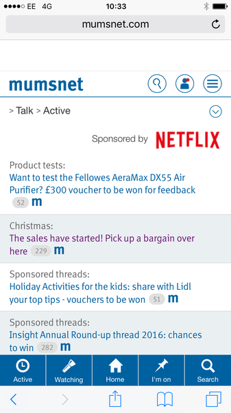 Is mumsnet sponsored by Netflix now?
