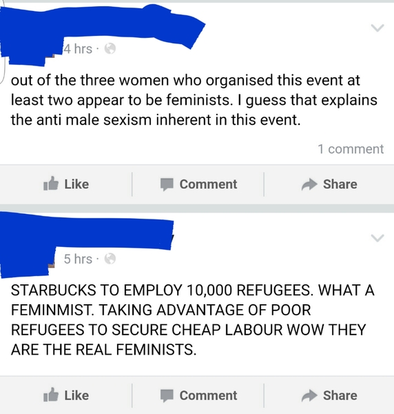 Brighton libfems attempting to ban women from wearing pussy hats on Trump demo
