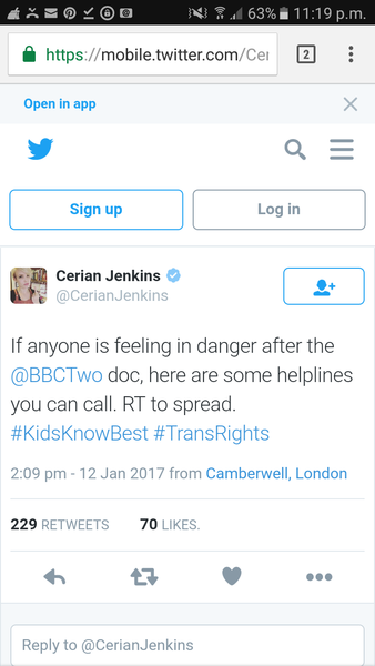 Transgender Documentary on BBC2 Thursday 2100 "Transgender Kids: Who Knows best?"