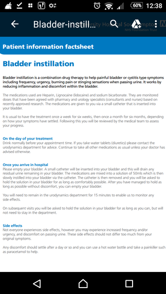 Bladder instillation