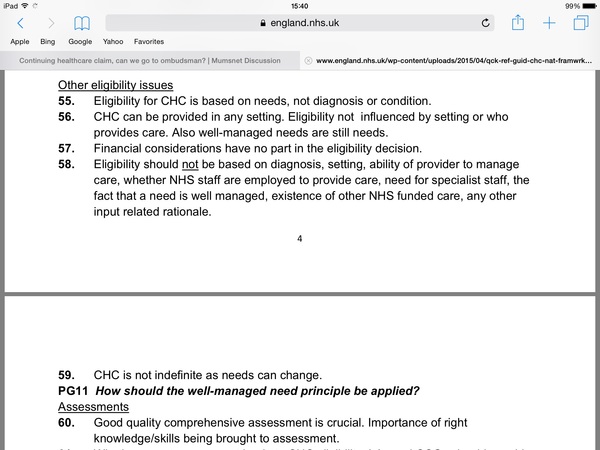 Continuing healthcare claim, can we go to ombudsman?