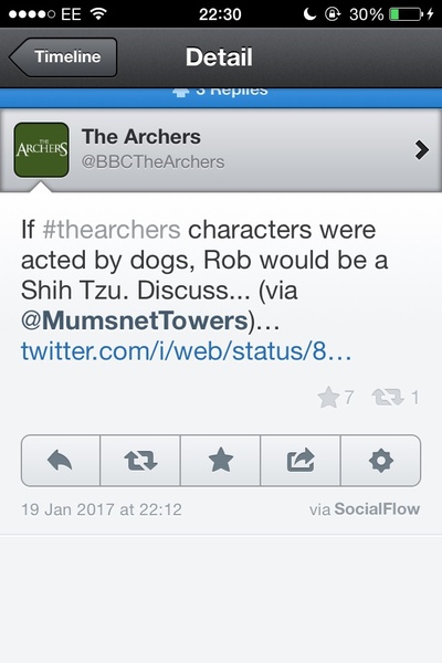 If The Archers characters were acted by dogs, Rob would be a Shih Tzu. Discuss Ambridge events here.