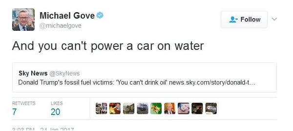 to think that experts would say you can power a car on water - although Gove says you can't?