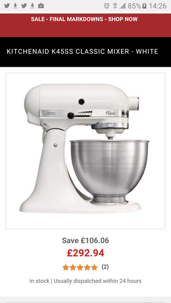 A good standard mixer but not Kitchen Aid prices