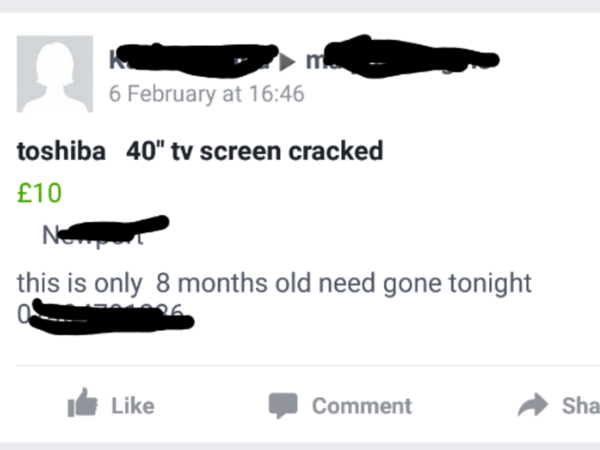 to wonder about some of the shite being sold on Facebook?