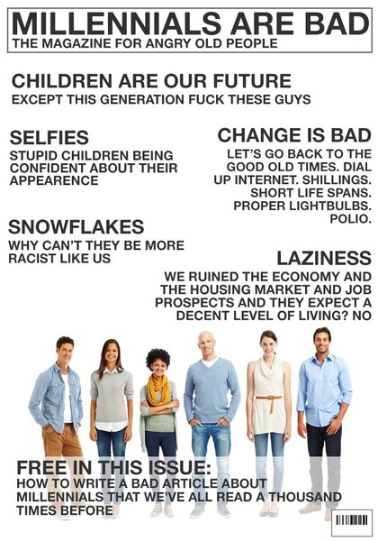 About being thrown in with "snowflakes" and "Millenials"
