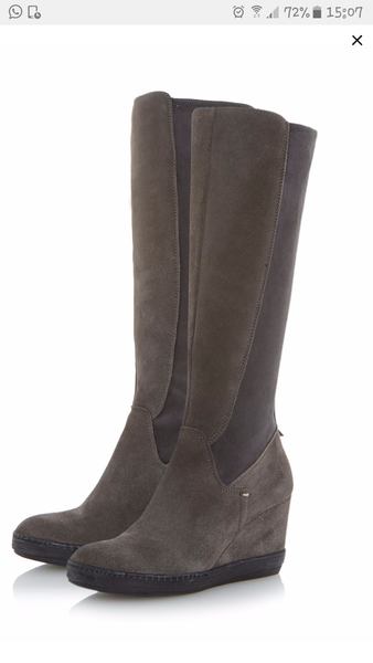 What do you think of these? Wedge knee-high suede boots.