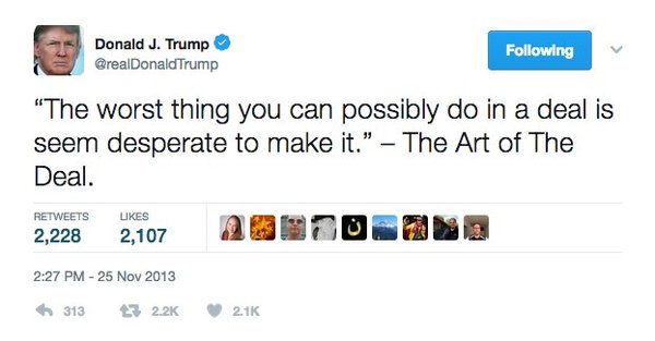 There is no evidence that this so called thread was "tapped". Trump continued
