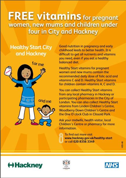 Free vitamins for children under four, pregnant women and new mums in Hackney