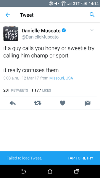 Danielle Muscato's tweet on international women's day