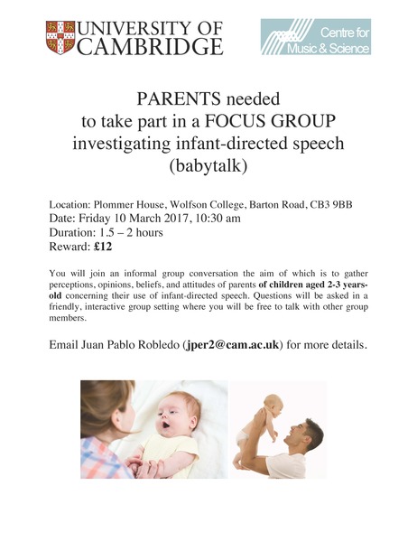 FOCUS GROUP on infant-directed speech (babytalk). £12 REWARD