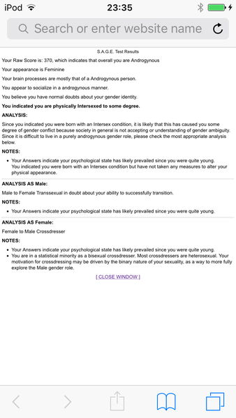 (Yes it's a trans thread! Don't click if you're gonna whinge) The SAGE test.