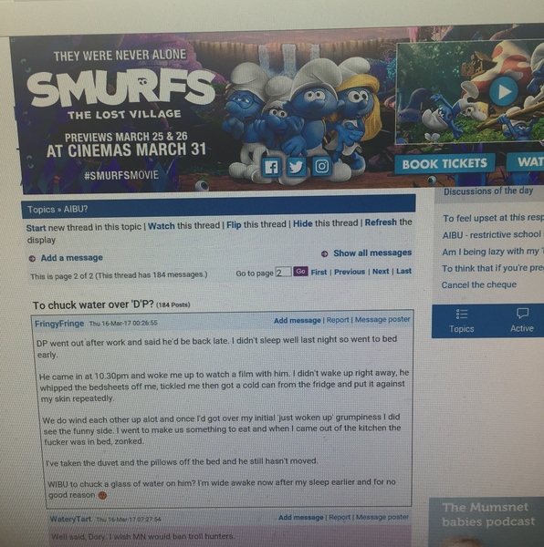 Smurf banner getting in the way