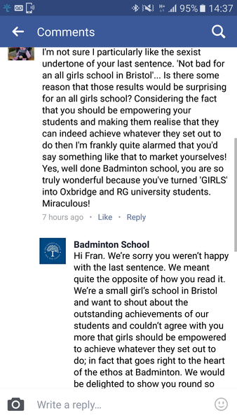 To think that this school advert is sexist?