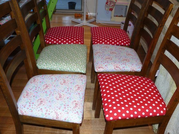 Putting new seat cover on dining room chairs