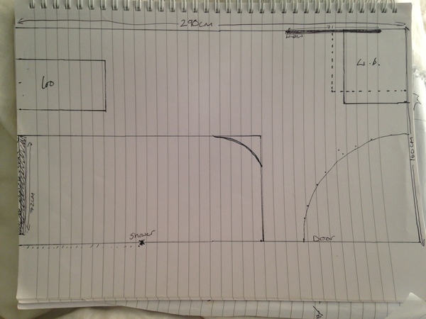 Very awkward bathroom - critique my plan