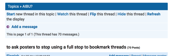 to ask posters to stop using a full stop to bookmark threads