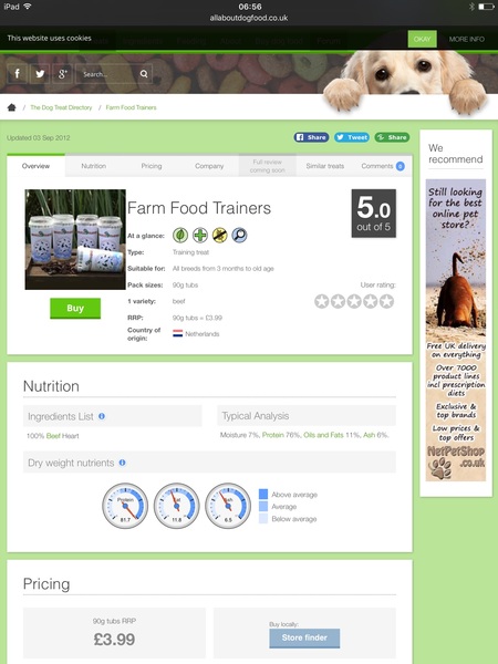 Training treats for raw fed puppy