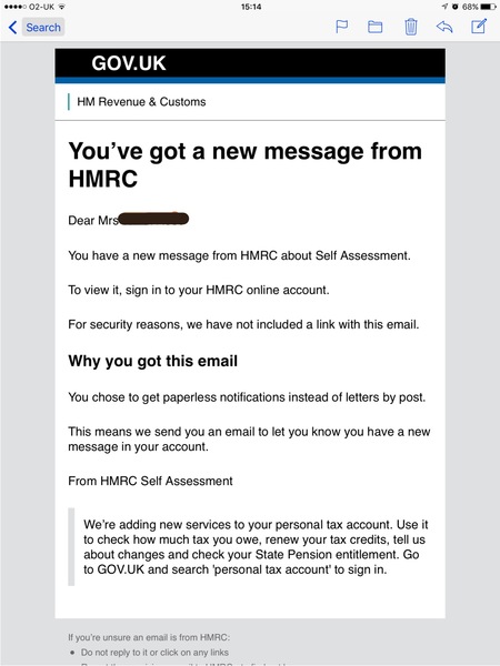 Email tax refund from hmrc