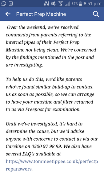 Perfect prep safety warning issued