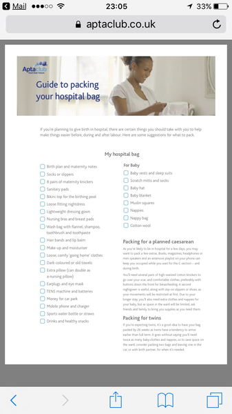 When did you pack your hospital bag and what essentials?