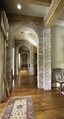 Exposed reclaimed brick feature pillar