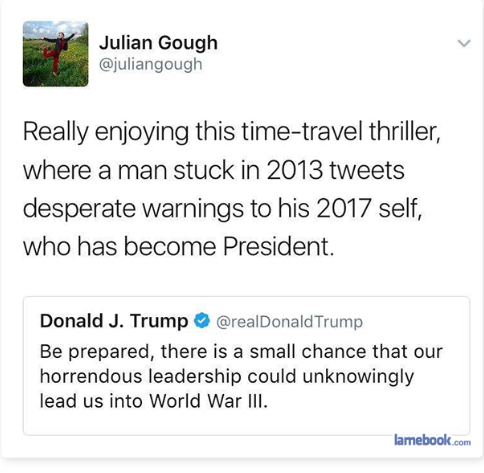 Our bigly armada is...somewhere! Watch out, gentleman! Trump cont..