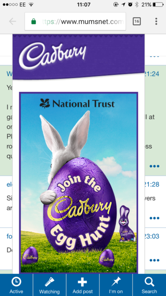 Cadbury's ads making threads completely unreadable on mobile site