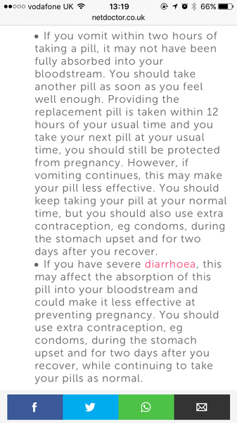 To ask about the pill and being sick