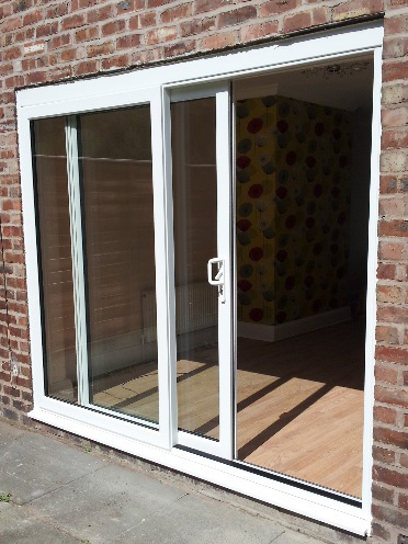 What window dressing can I put on my patio door?