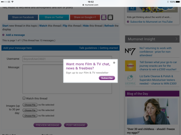 'Subscribe' box in tv addicts - cannot close it