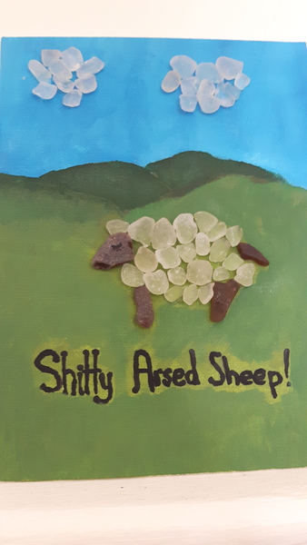 My shitty arsed sheep..sea glass!